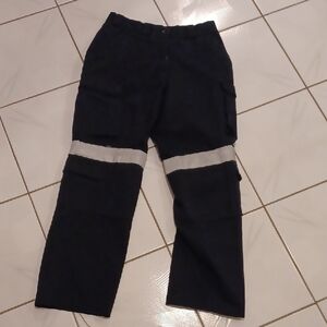 4/$60 Dark Blue Work Cargo Pants With Reflective Fabric On Knee Area - Size 30